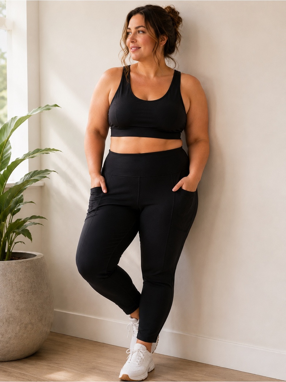 Core 10 Black High Rise Pocket Leggings Women’s Large Athletic